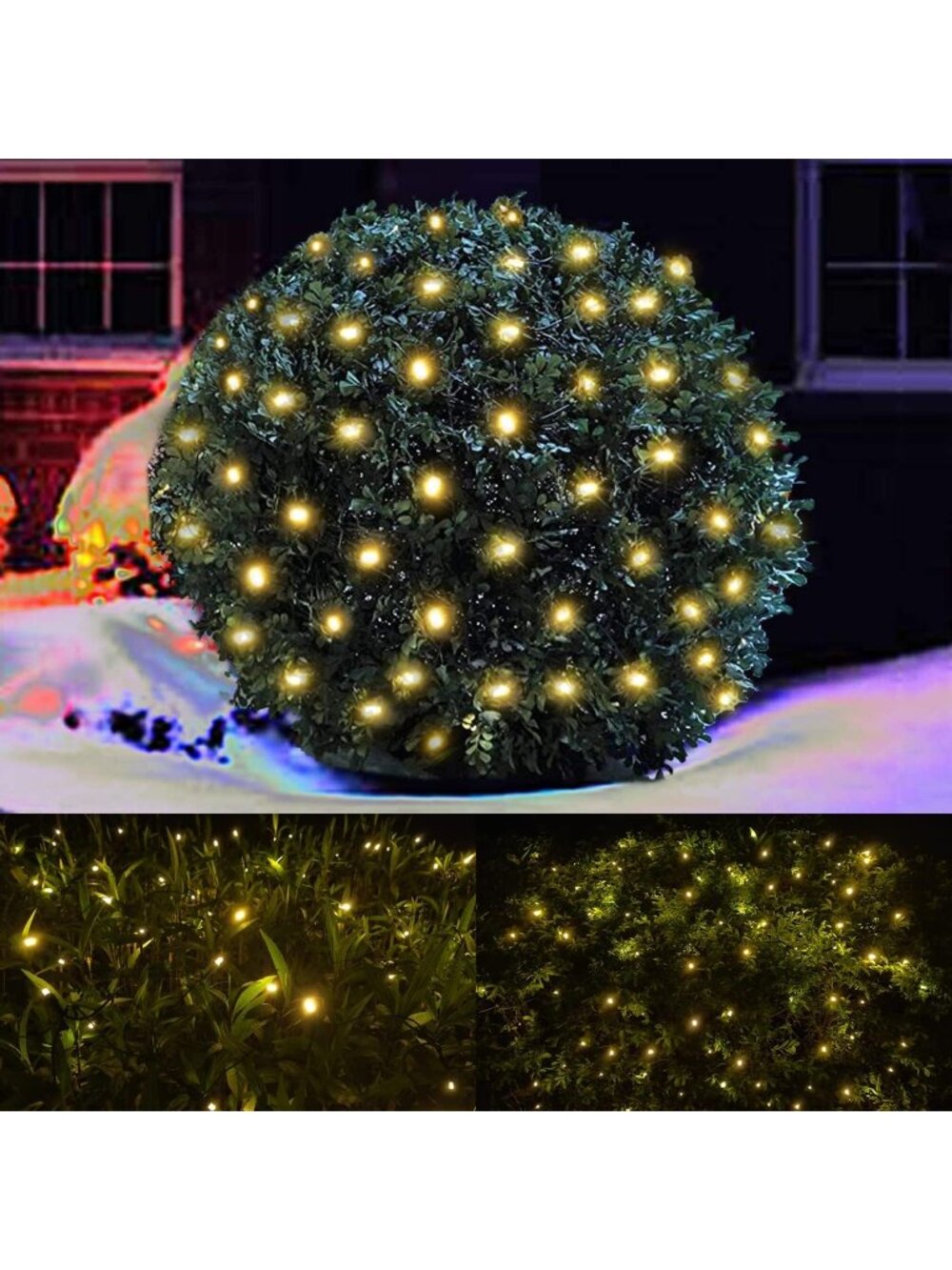 New LED Christmas Net Lights 100LED, Outdoor Yard & Bush Decorations, Warm White
